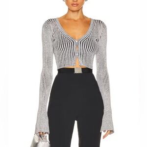 Ribbed V-Neck Cropped Cardigan Sweater - John Elliott